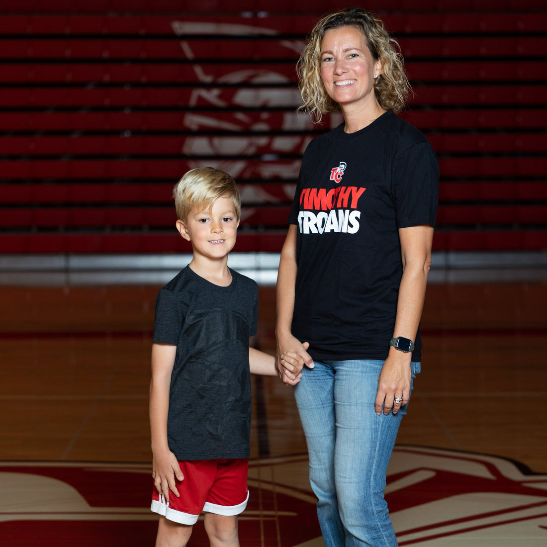 Youth Dark Gray T-Shirt with Black Trojan Head