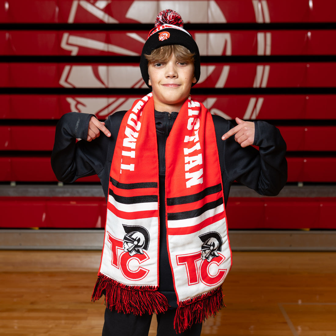 Red and White Winter Scarf
