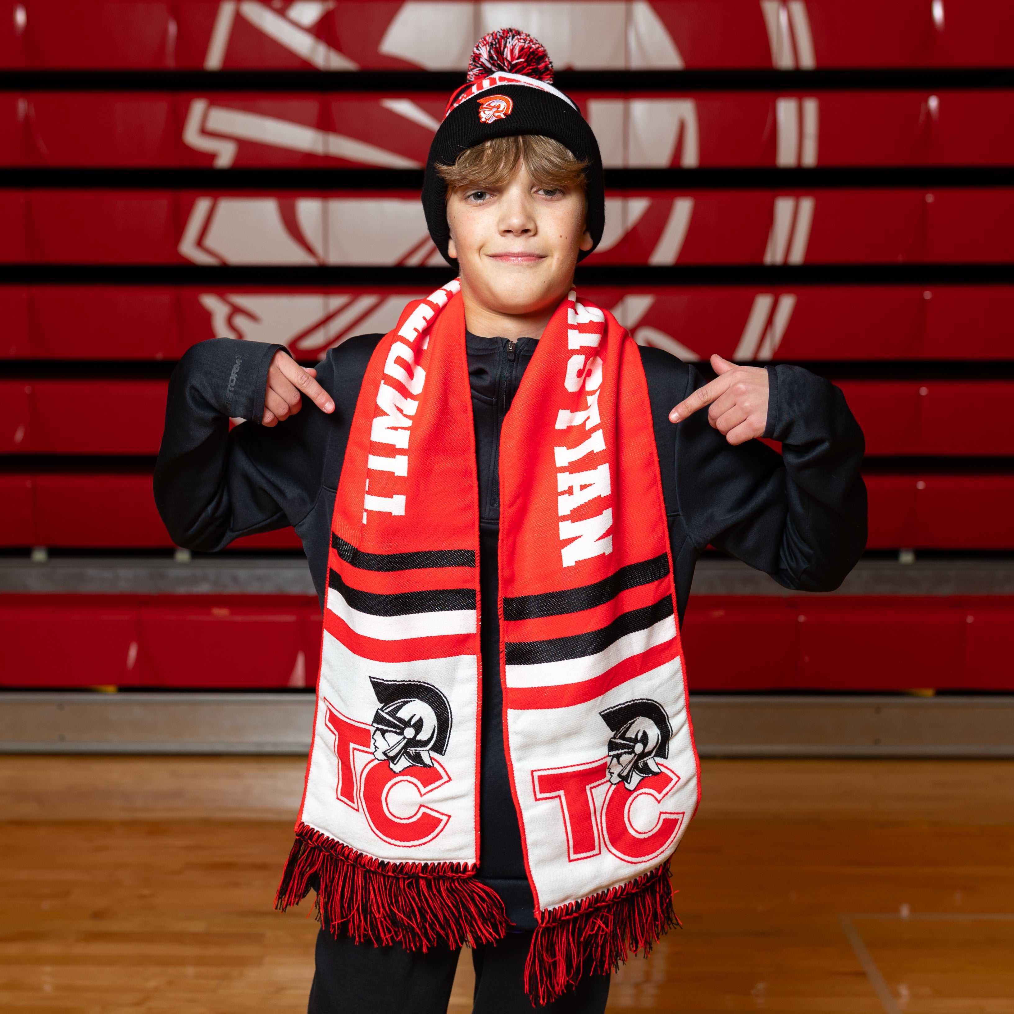 Red and White Winter Scarf