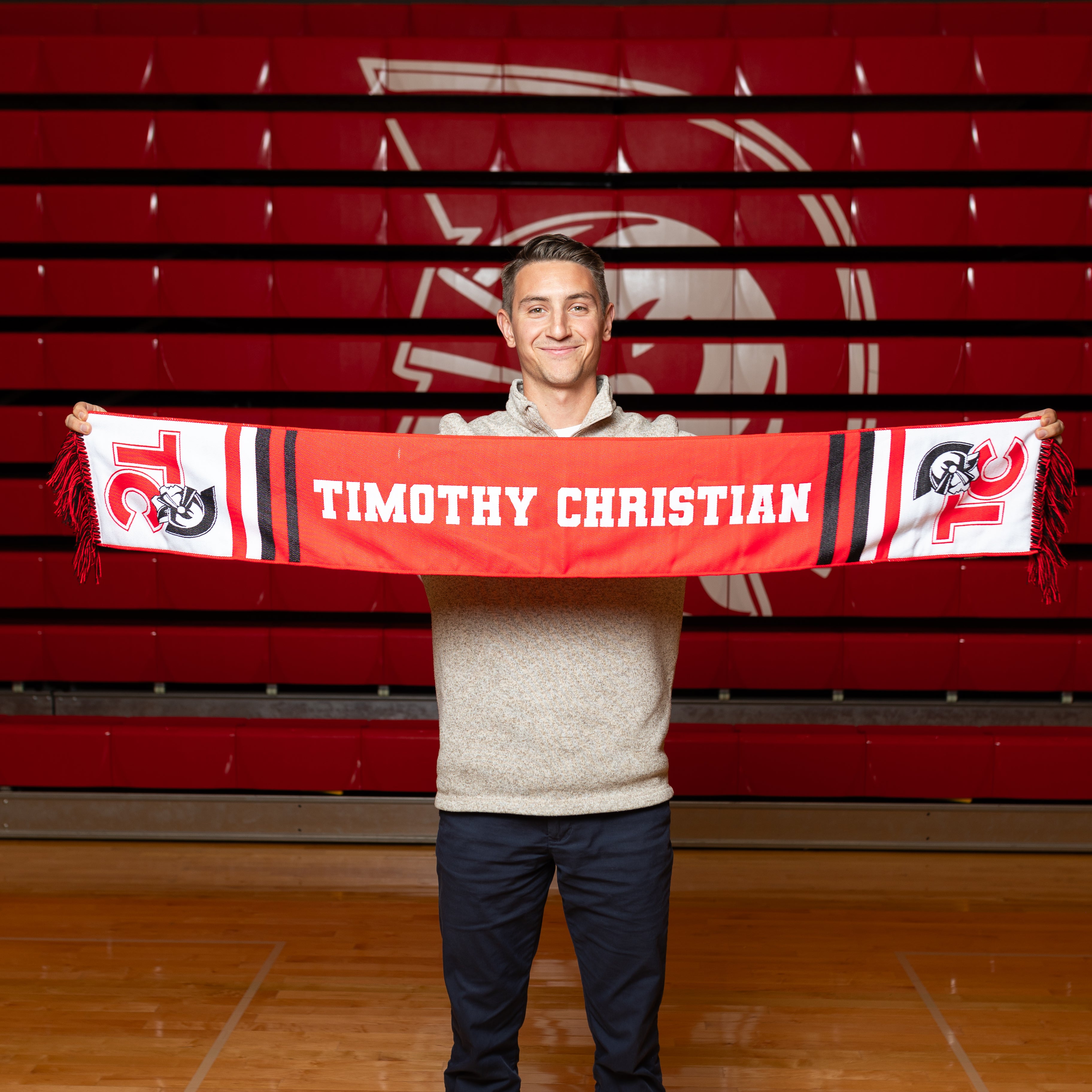 Red and White Winter Scarf