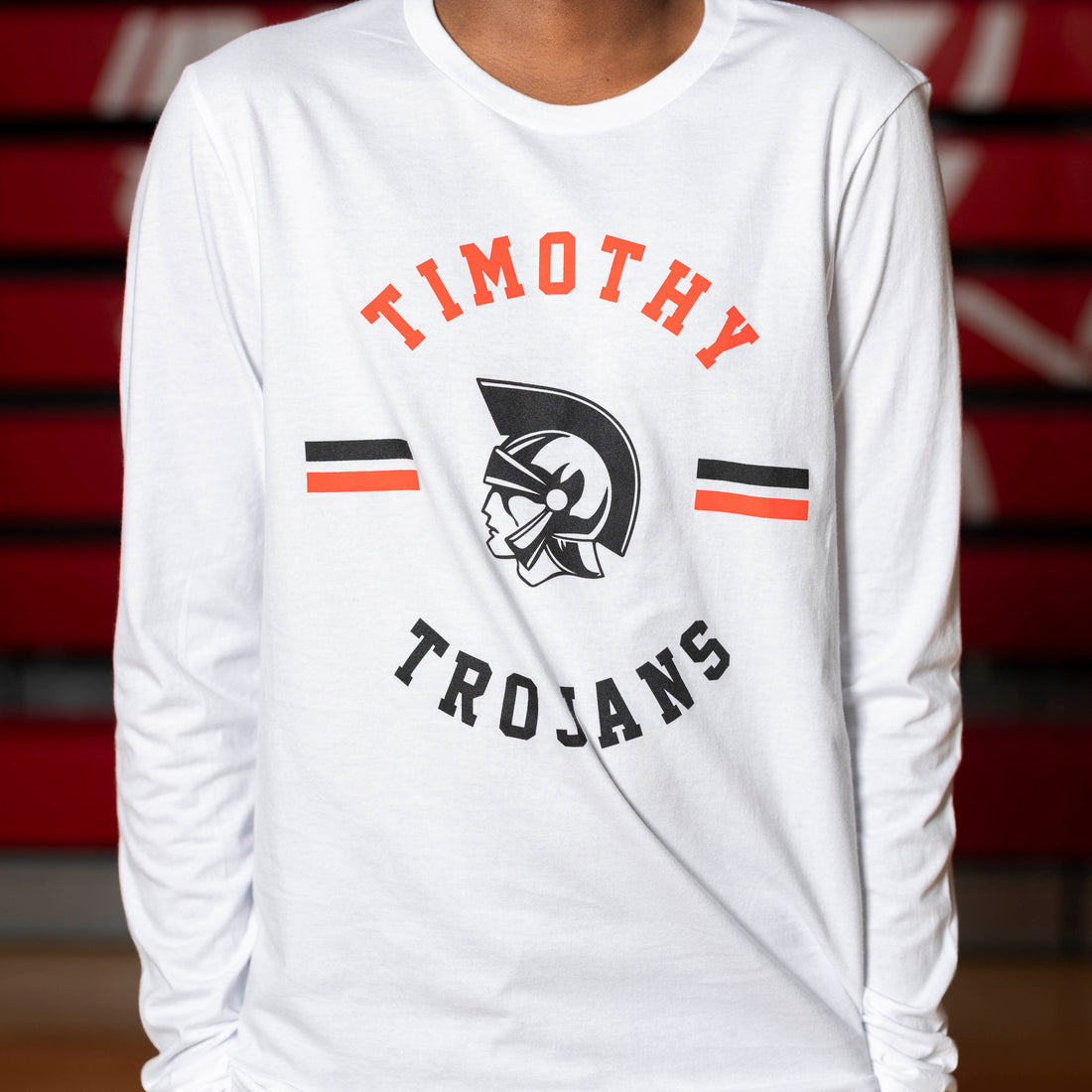 White Timothy Trojans Long Sleeve