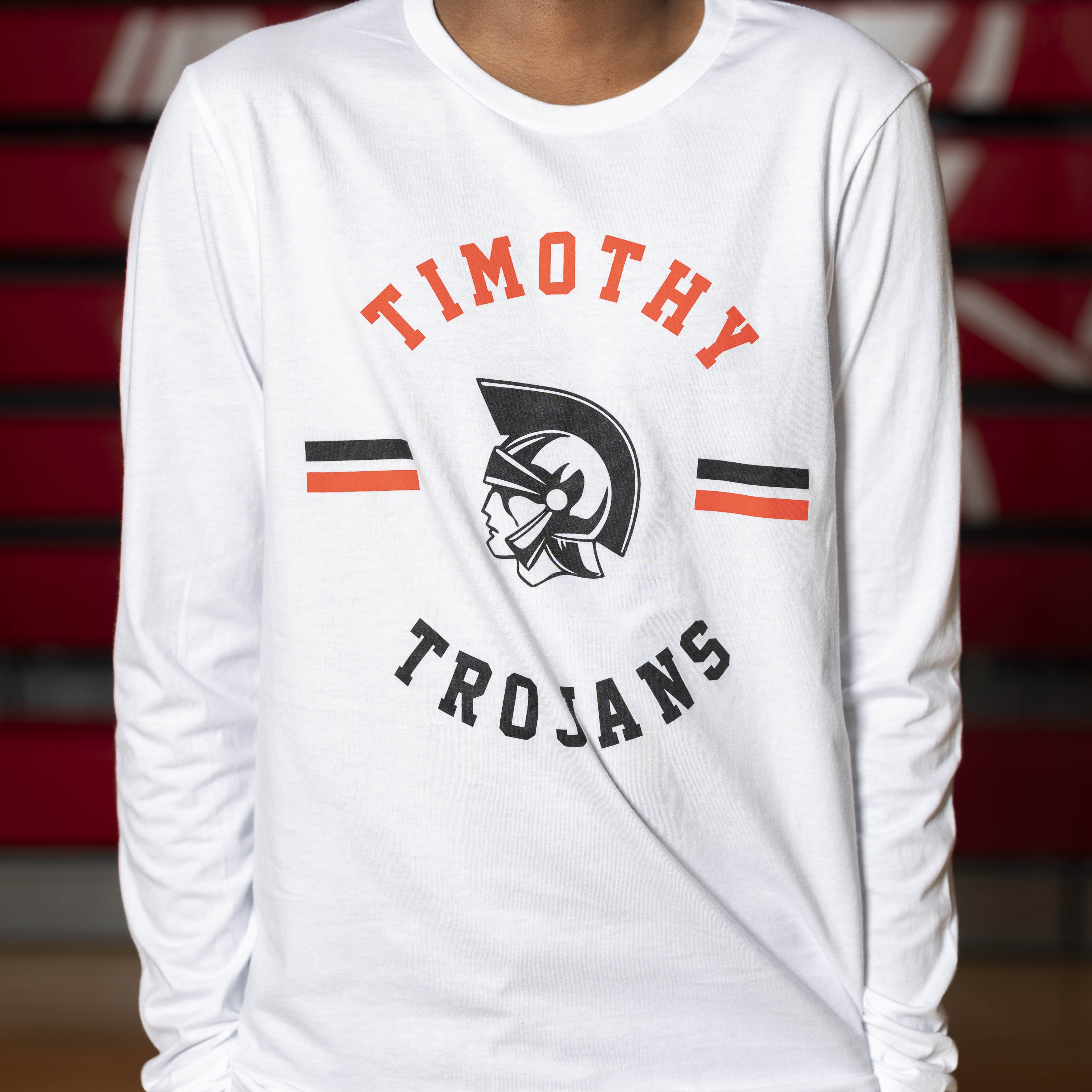 White Timothy Trojans Long Sleeve