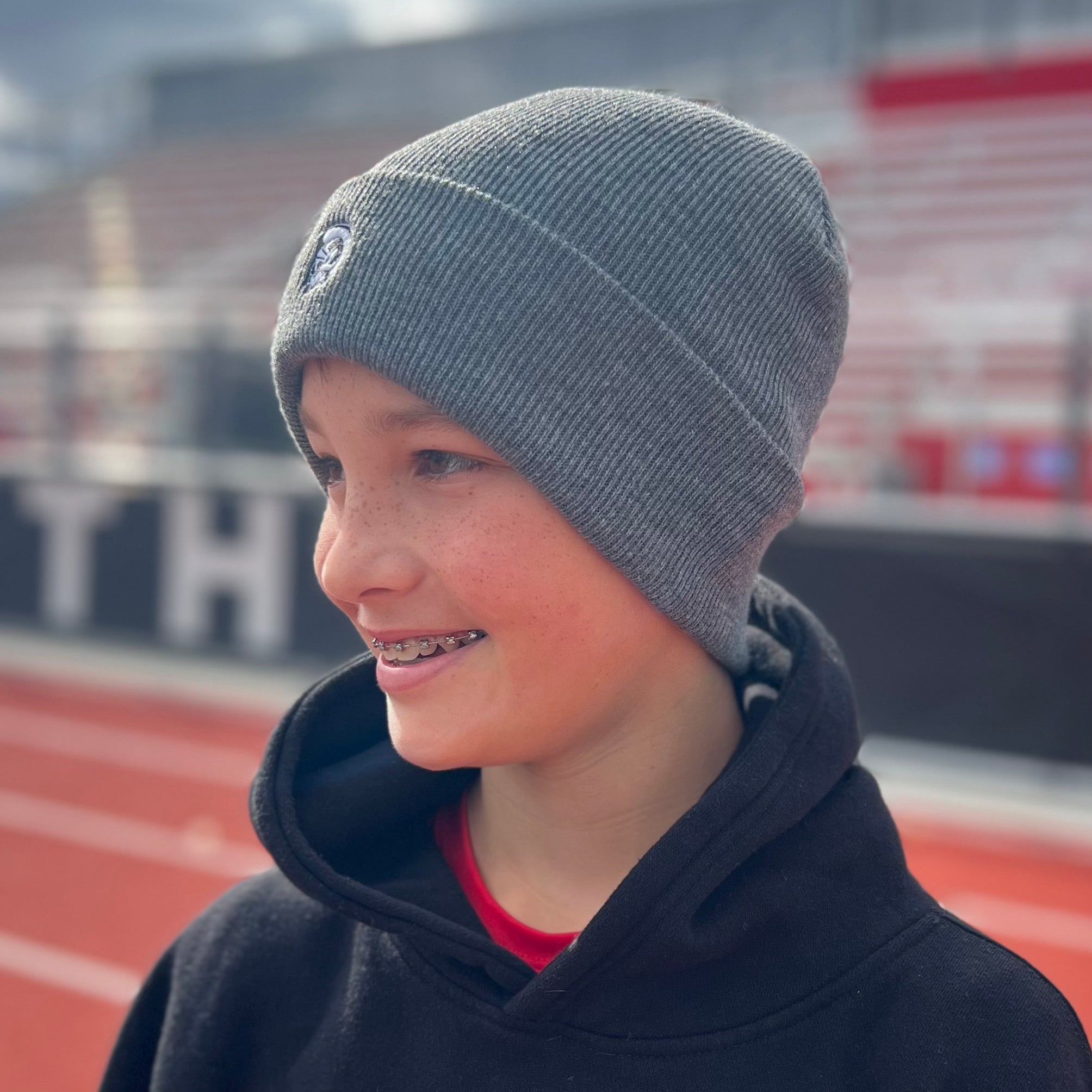 Gray Woven Winter Trojan Head Hat