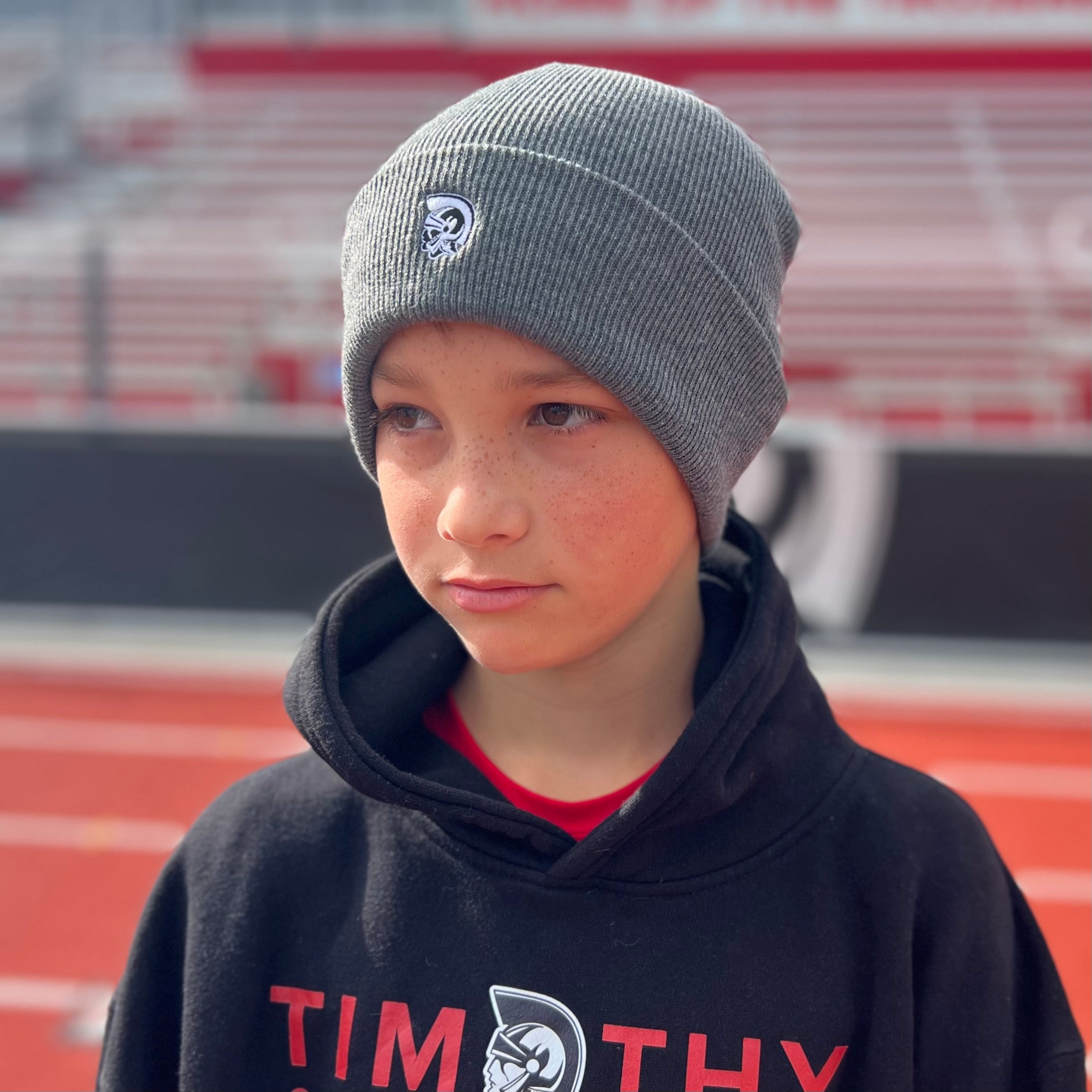 Gray Woven Winter Trojan Head Hat
