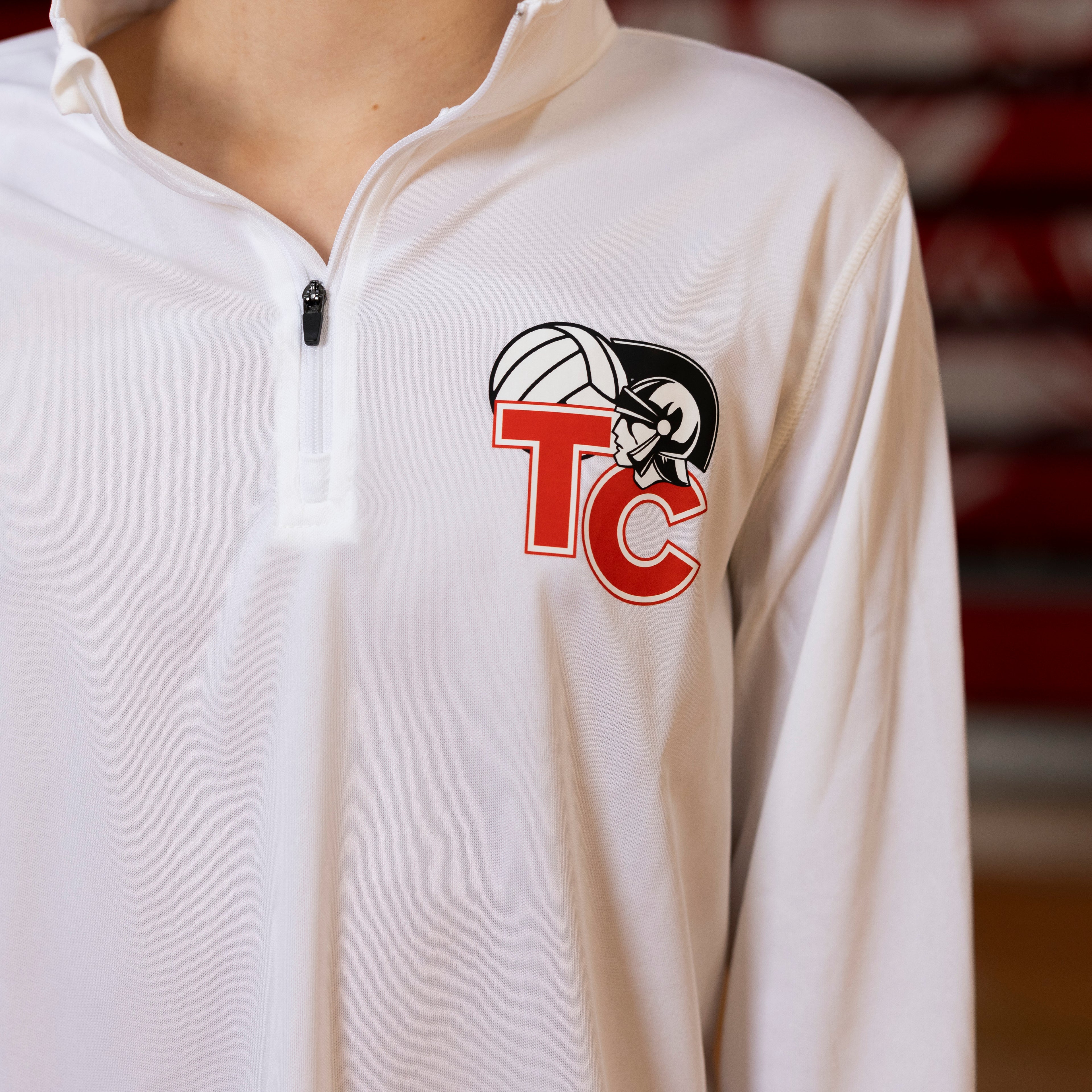 Volleyball White Quarter Zip