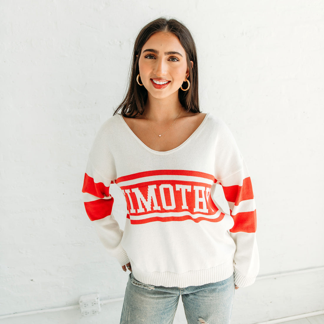 White Varsity Sweater