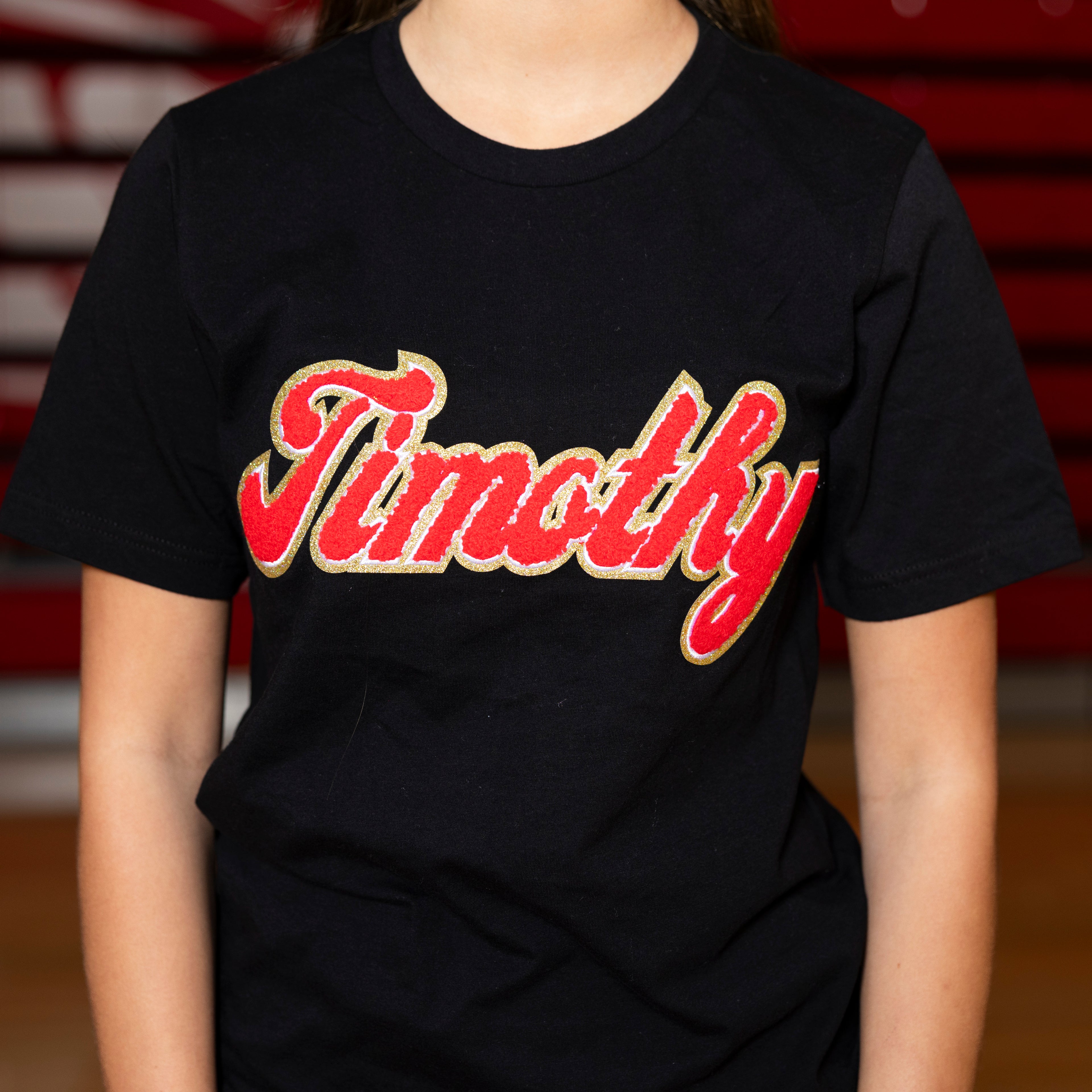 Youth Timothy Chenille Patch T-Shirt (Black or White)