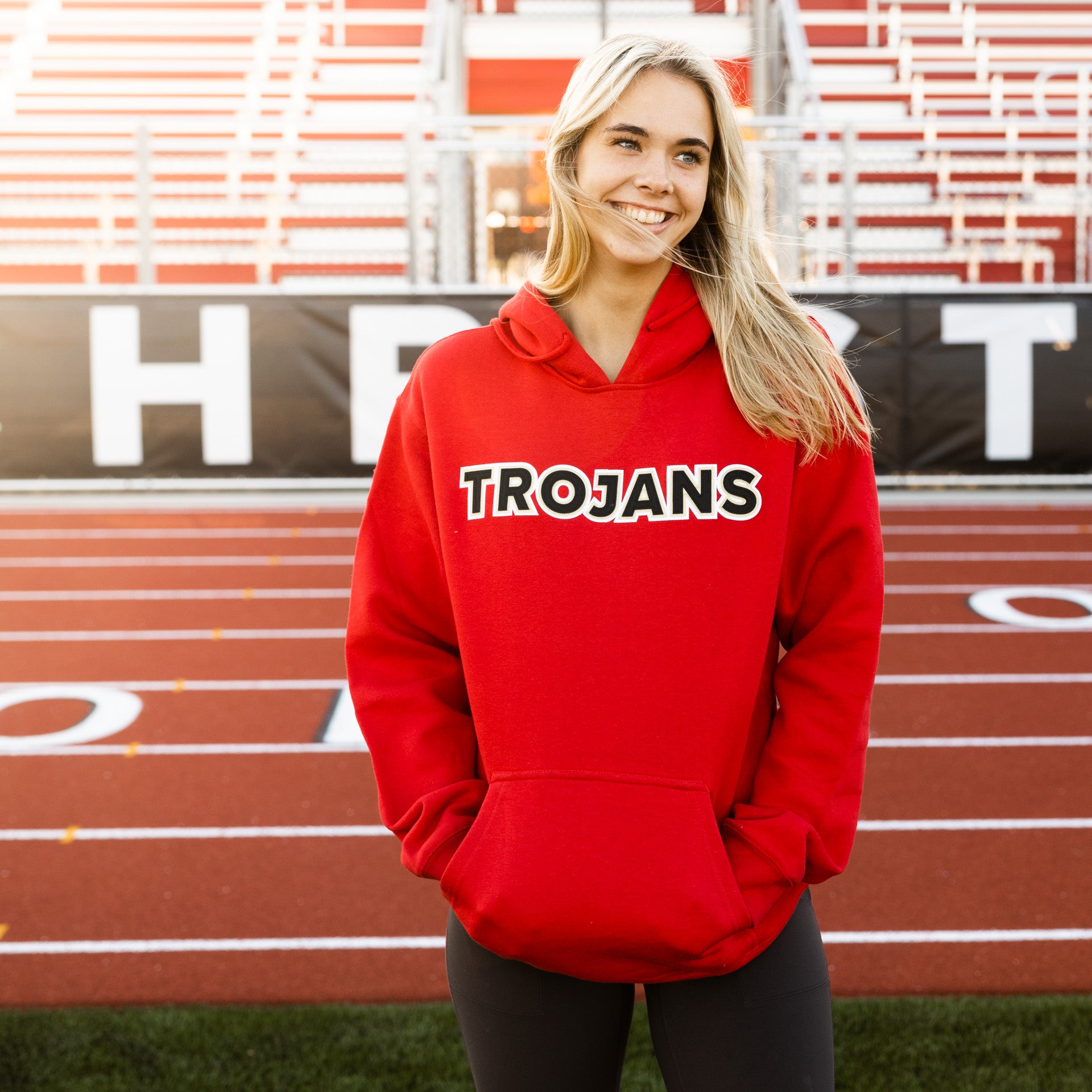 Trippled Stacked & Stitched Trojans Patch Sweatshirt