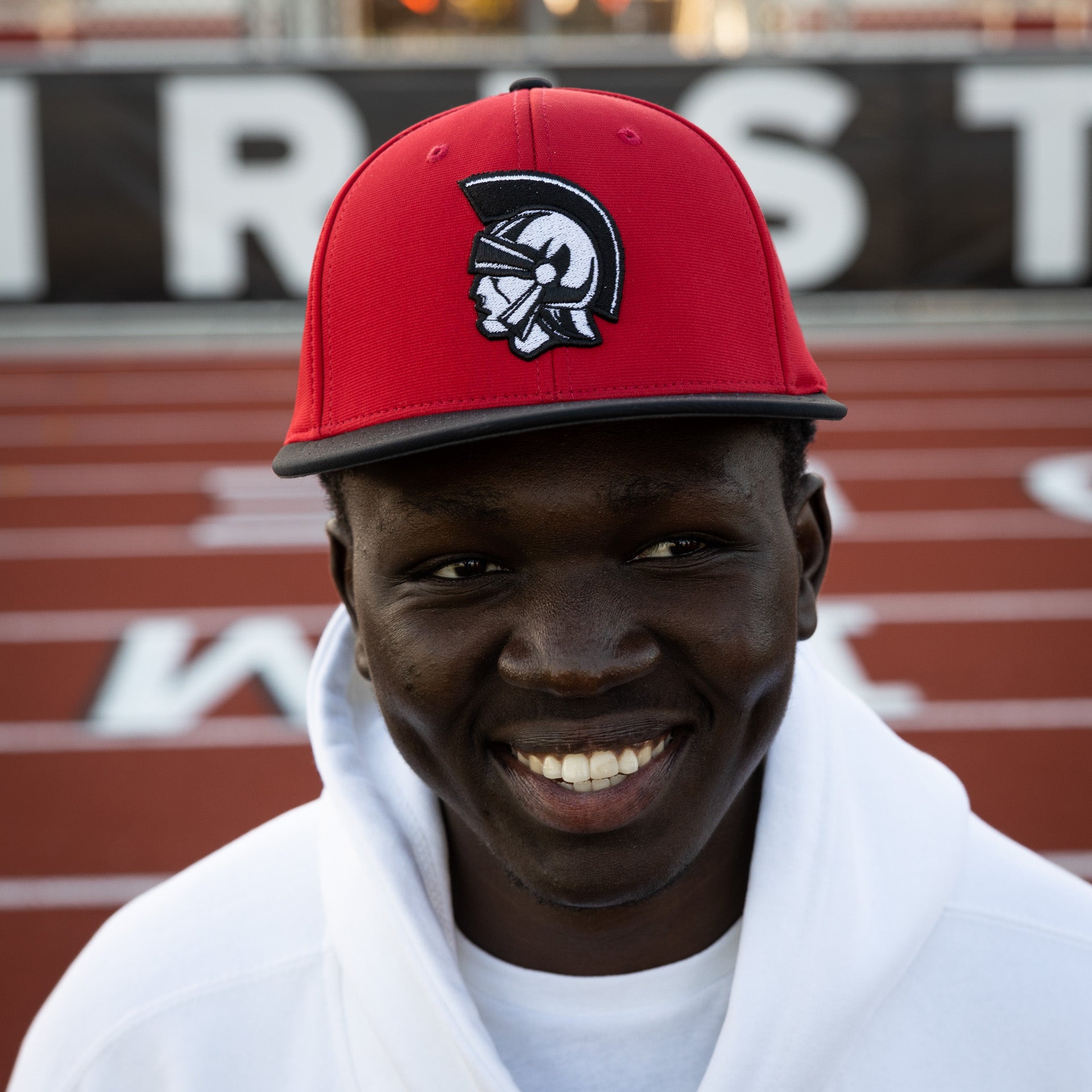 Red and Black Trojan Head Baseball Hat