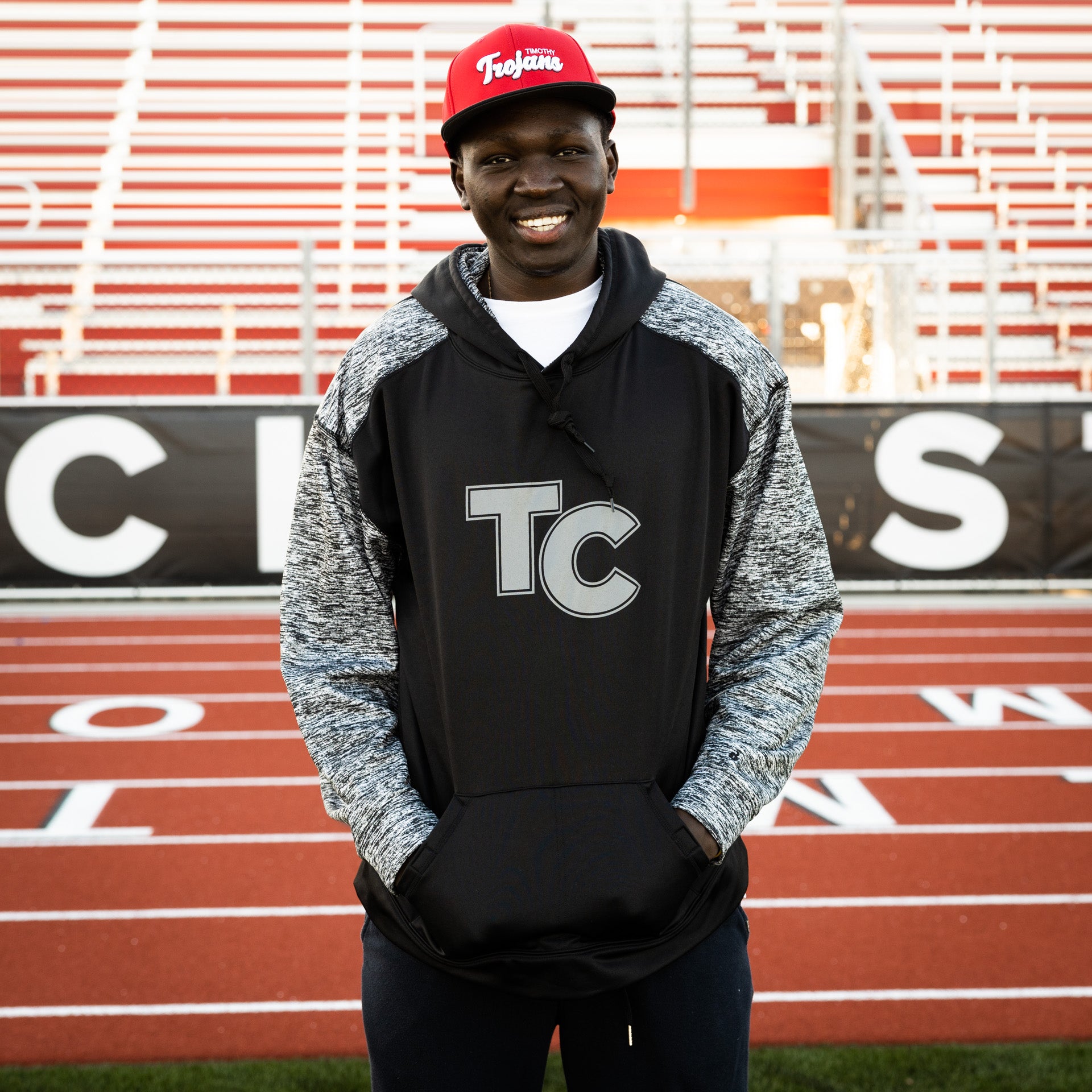 Red and Black Trojan Head Baseball Hat - Timothy Christian Schools