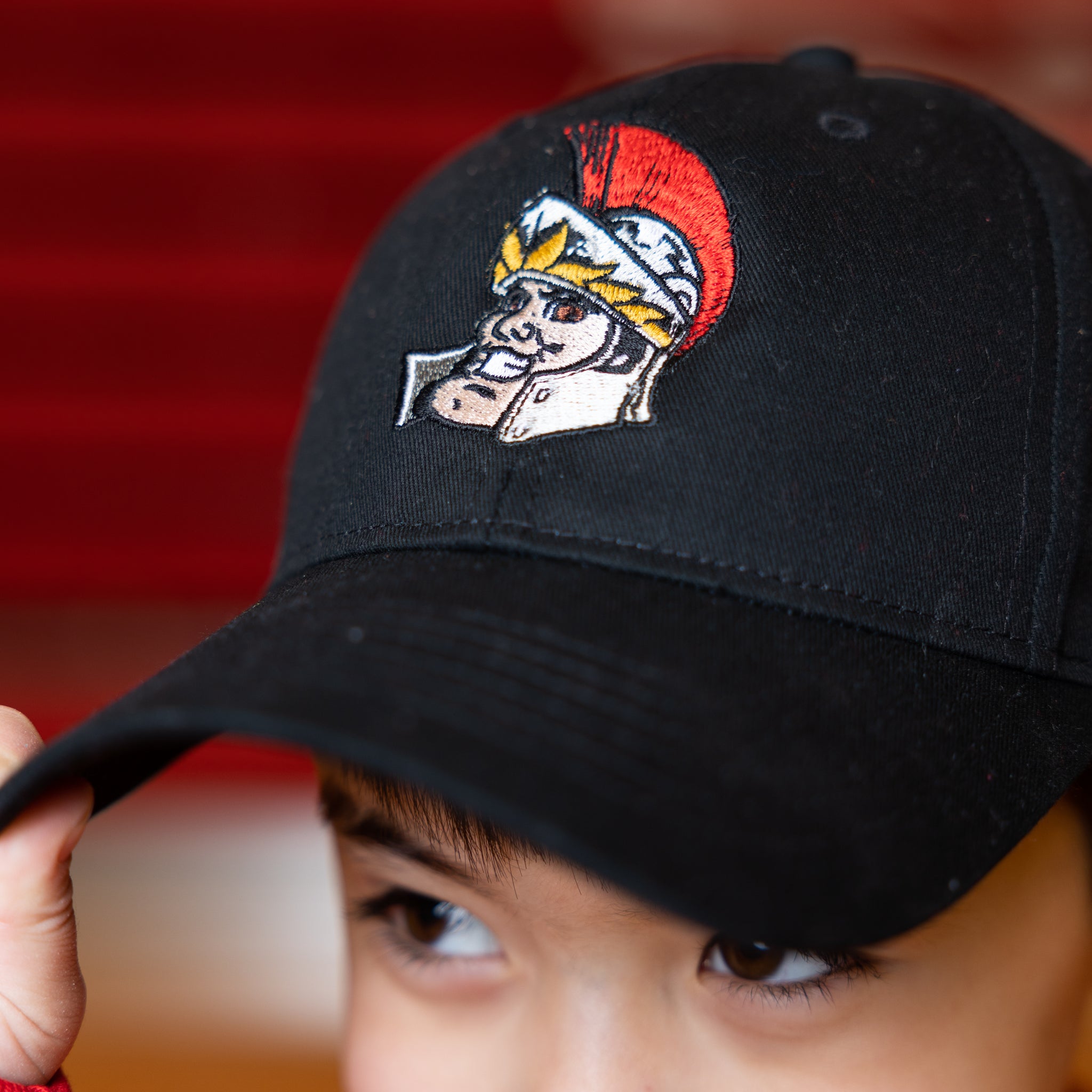 Red and Black Trojan Head Baseball Hat - Timothy Christian Schools