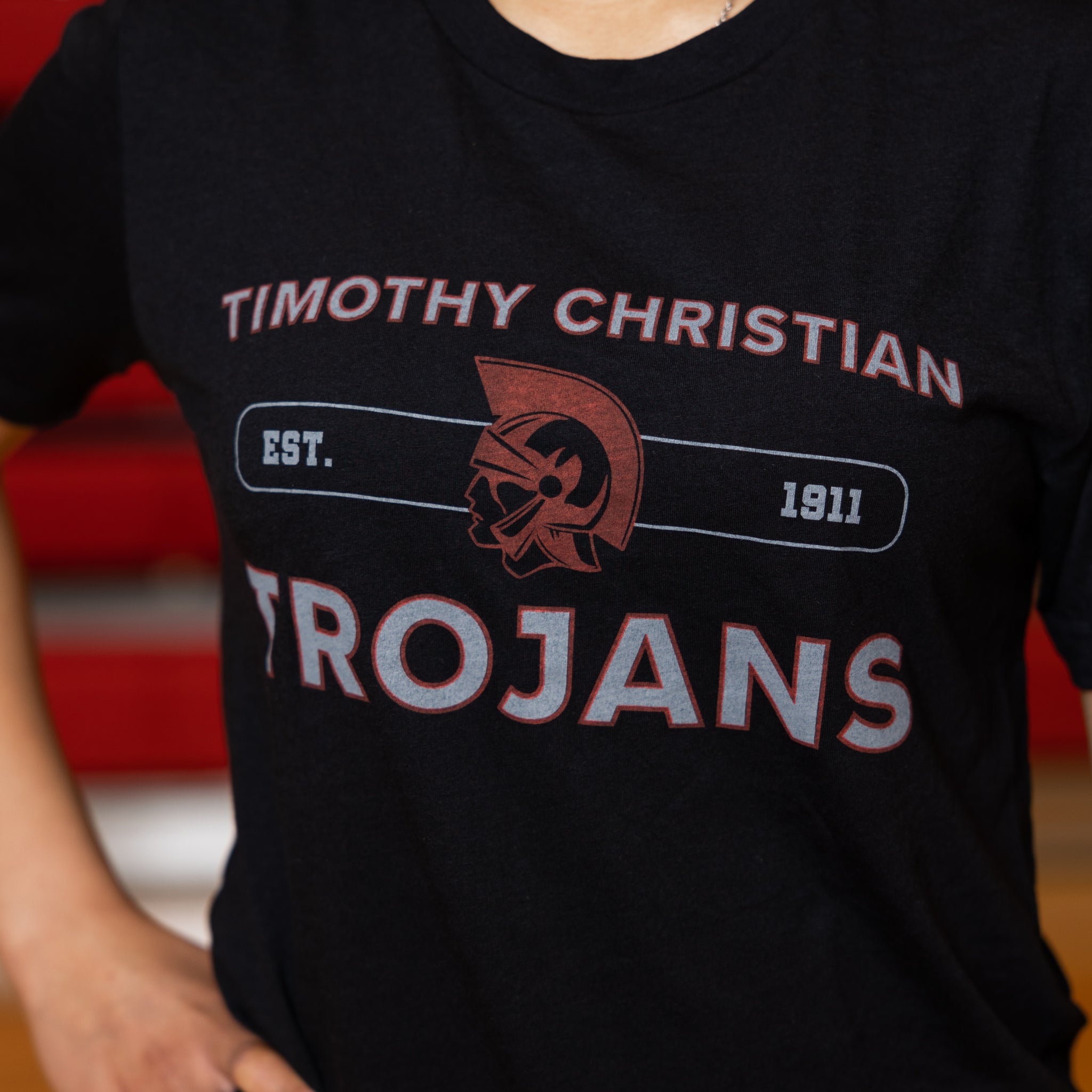 Red and Black Trojan Head Baseball Hat - Timothy Christian Schools